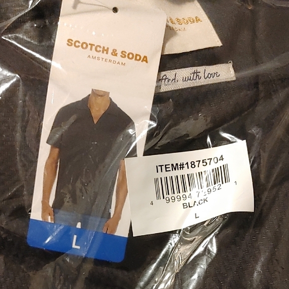 NWT Scotch & Soda Men's Jersey Short Sleeve Button Up Shirt Black L - Picture 6 of 6